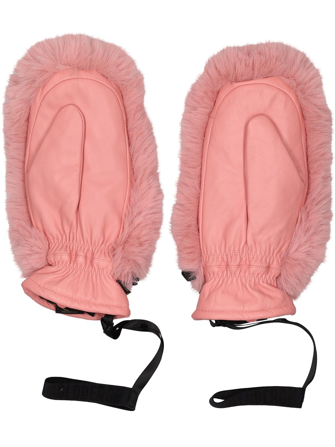 Shop Goldbergh Hill Faux Fur & Leather Mittens In Pink