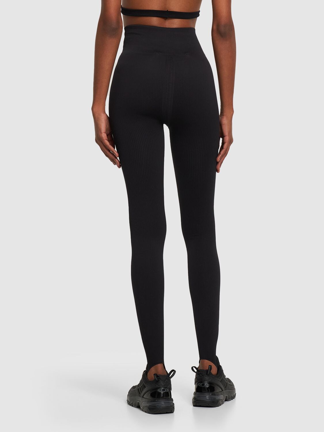 Shop Andreädamo Ribbed Jersey Leggings W/ Stirrups In Black 004