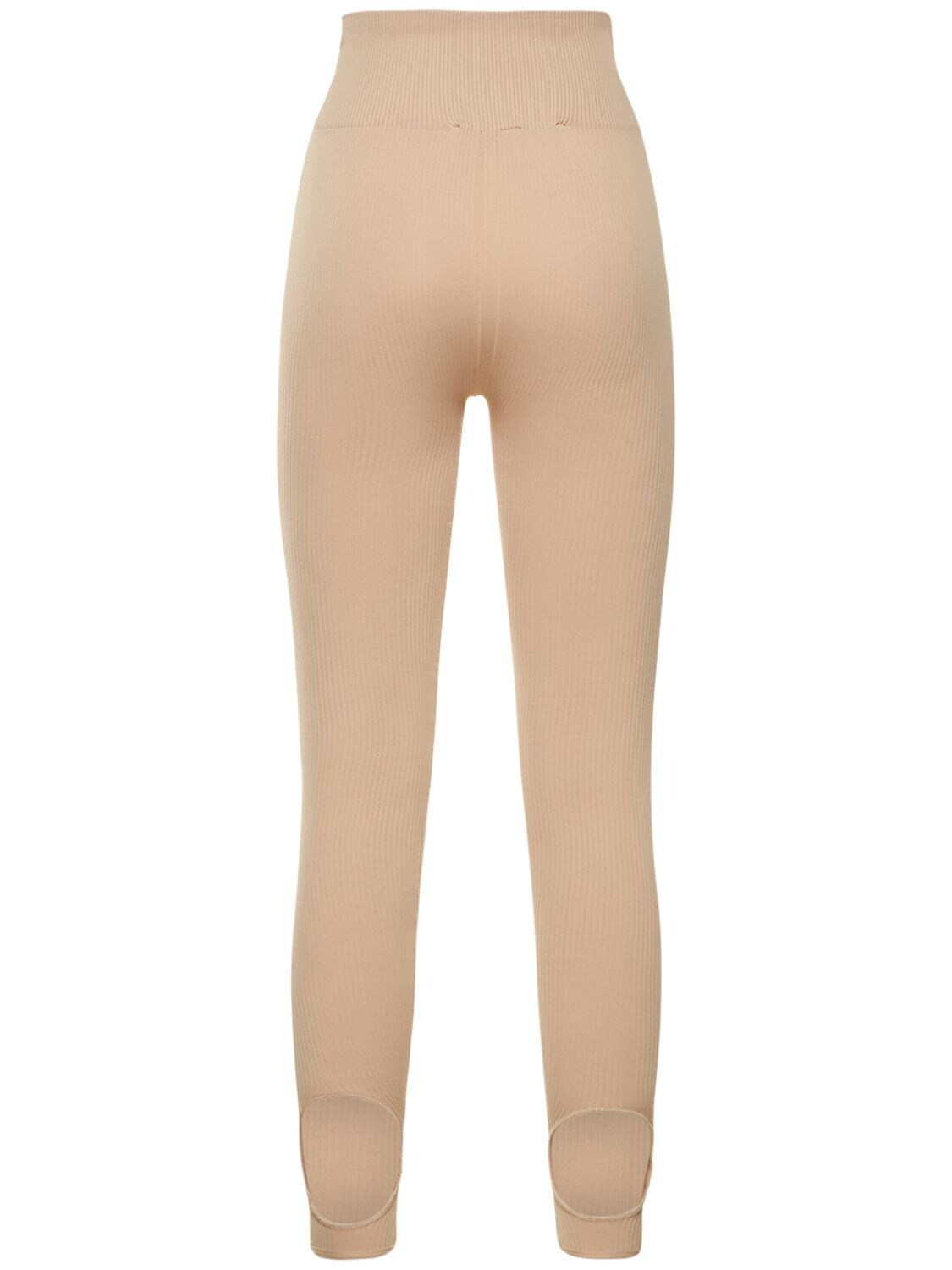 Shop Andreädamo Ribbed Jersey Leggings W/ Stirrups In Nude 001