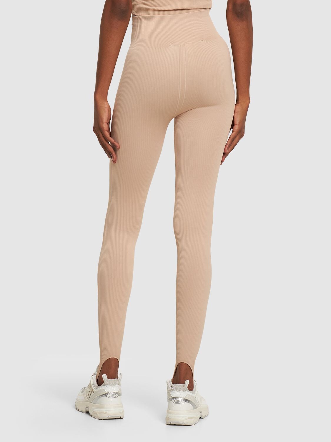 Shop Andreädamo Ribbed Jersey Leggings W/ Stirrups In Nude 001