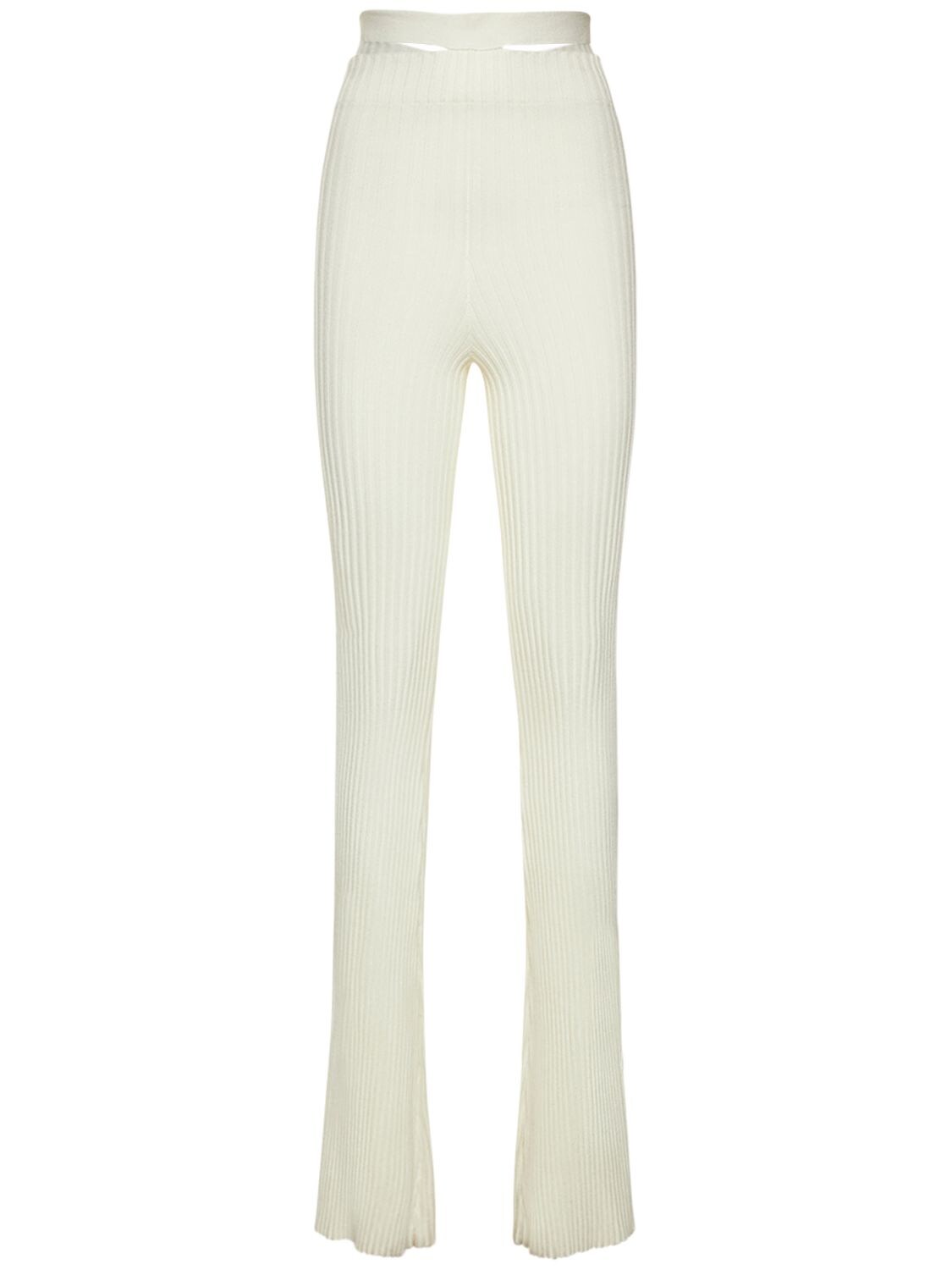 ANDREADAMO Rib Knit Stretch Viscose Flared Pants