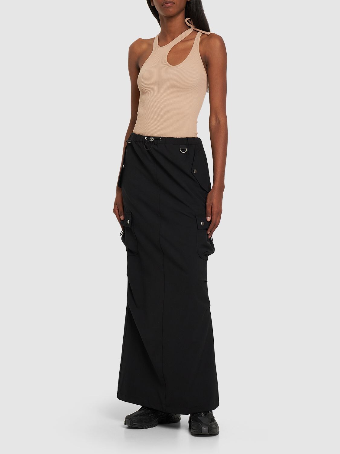ANDREÄDAMO RIBBED JERSEY TOP W/ DOUBLE STRAPS 