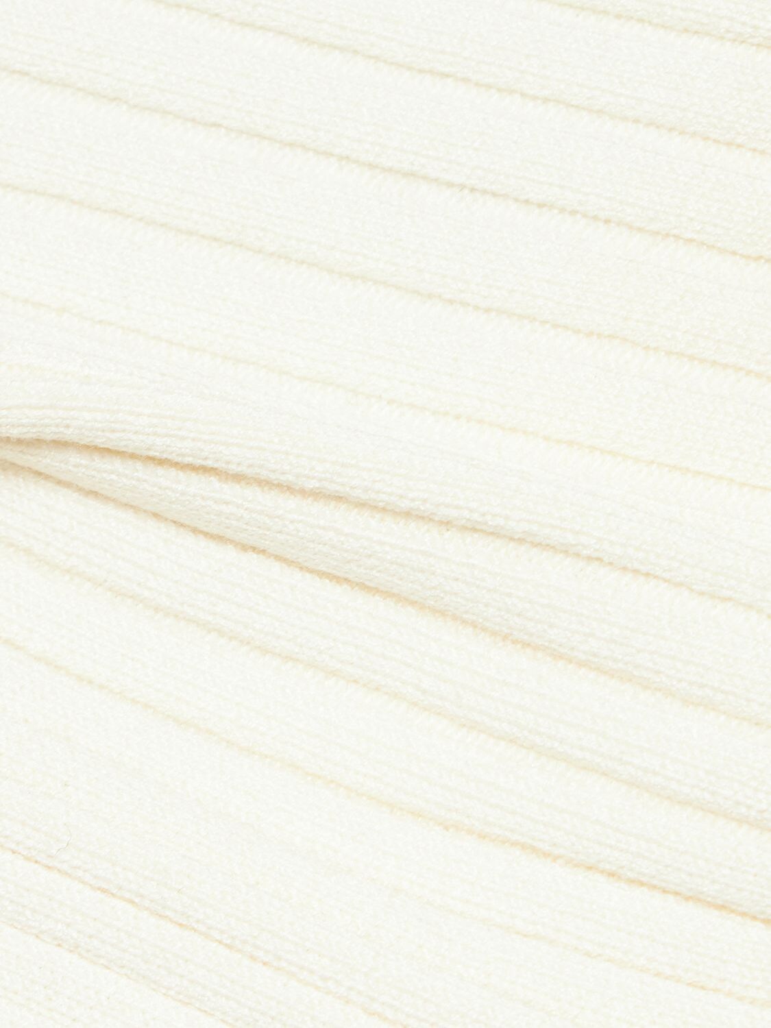 Shop Andreädamo Ribbed Knit Cutout Long Sleeve Top In Ivory