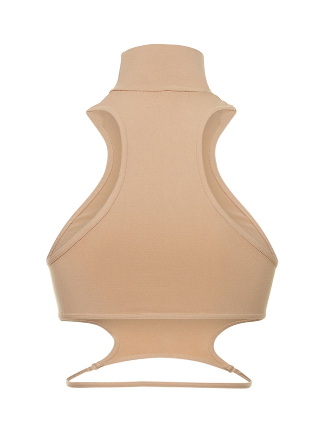 Shop Andreädamo Sculpting Jersey Halter Neck Top In Nude 001