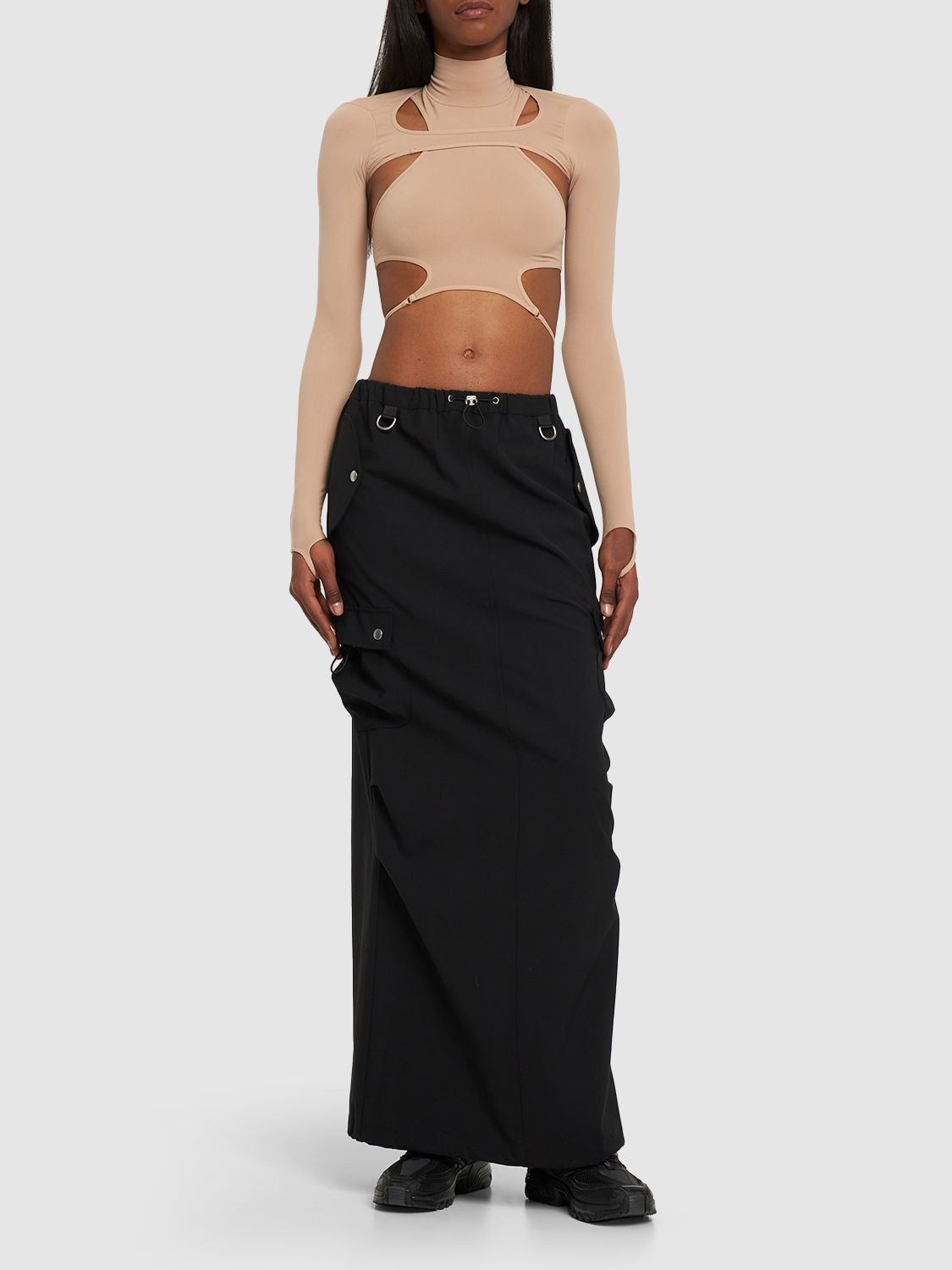 Shop Andreädamo Sculpting Jersey Halter Neck Top In Nude 001