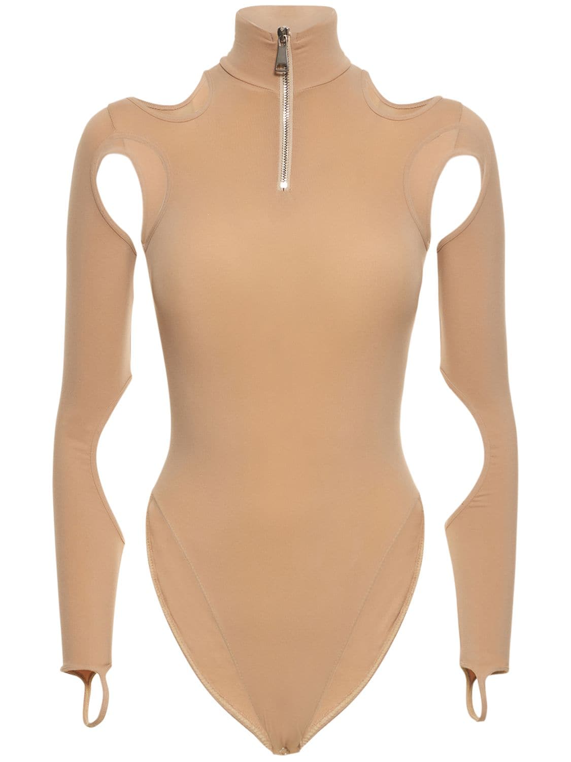Andreädamo Sculpting Jersey Cutout Bodysuit In Nude 001