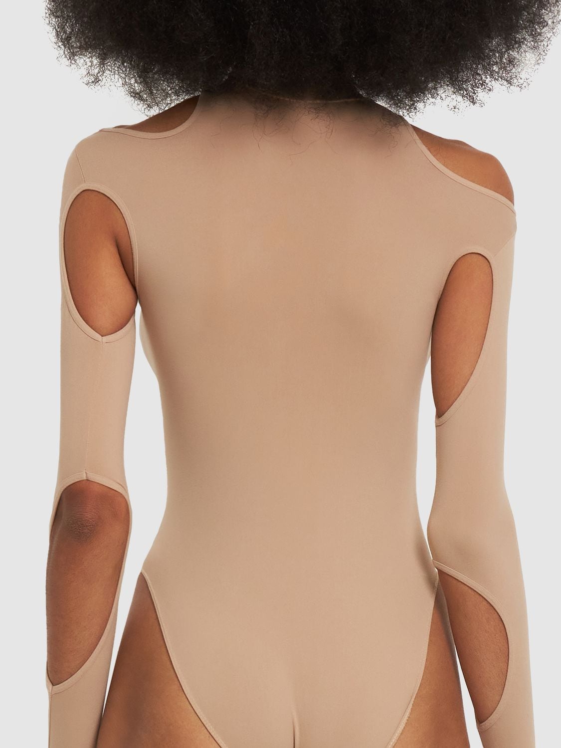 Shop Andreädamo Sculpting Jersey Cutout Bodysuit In Nude 001