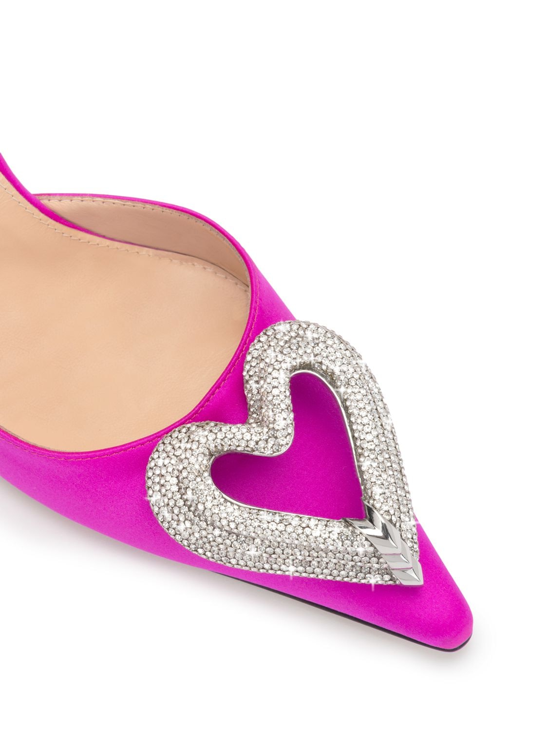 Shop Mach & Mach 110mm Triple Heart Satin Pumps In Fuchsia