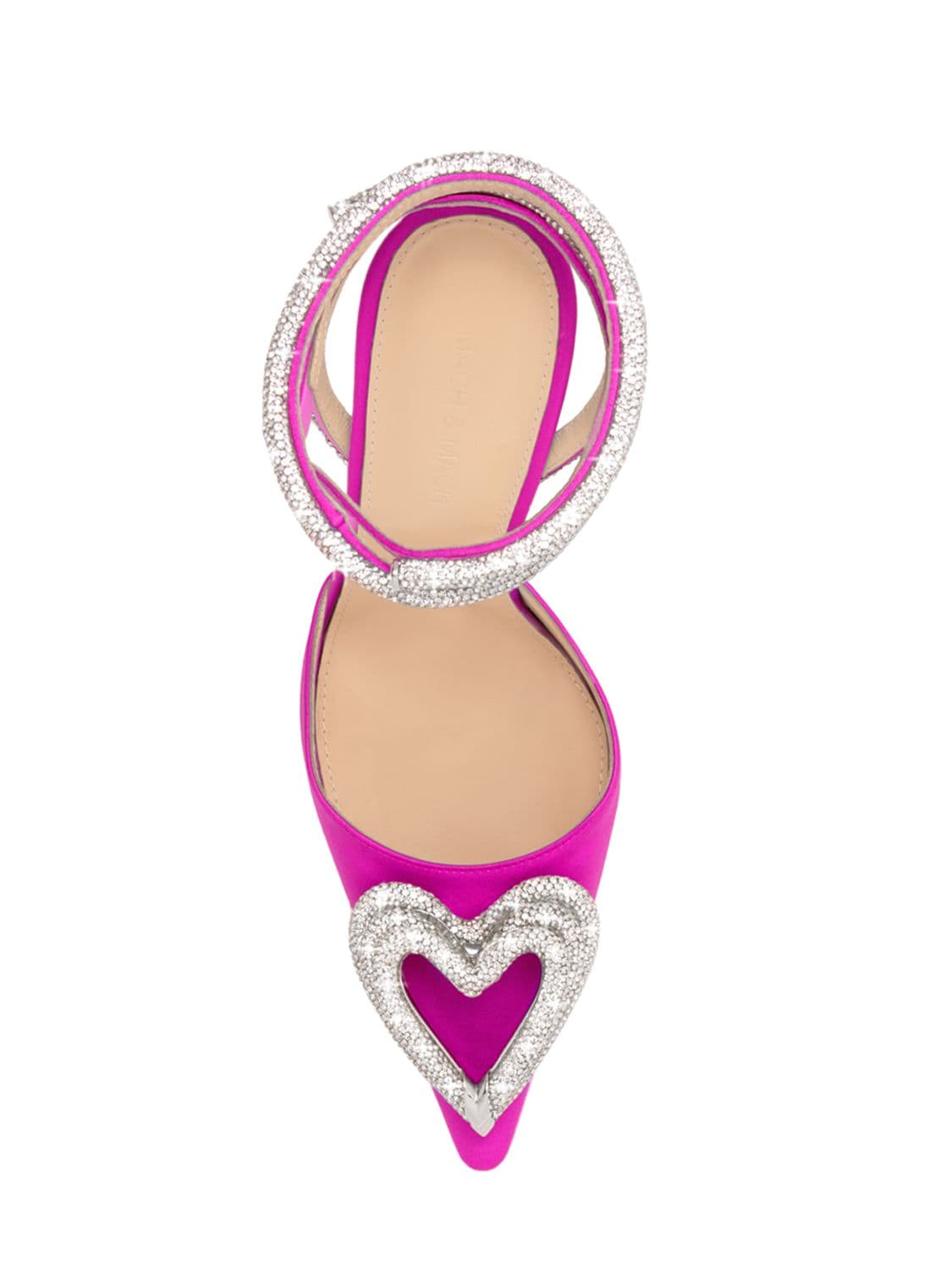 Shop Mach & Mach 110mm Triple Heart Satin Pumps In Fuchsia