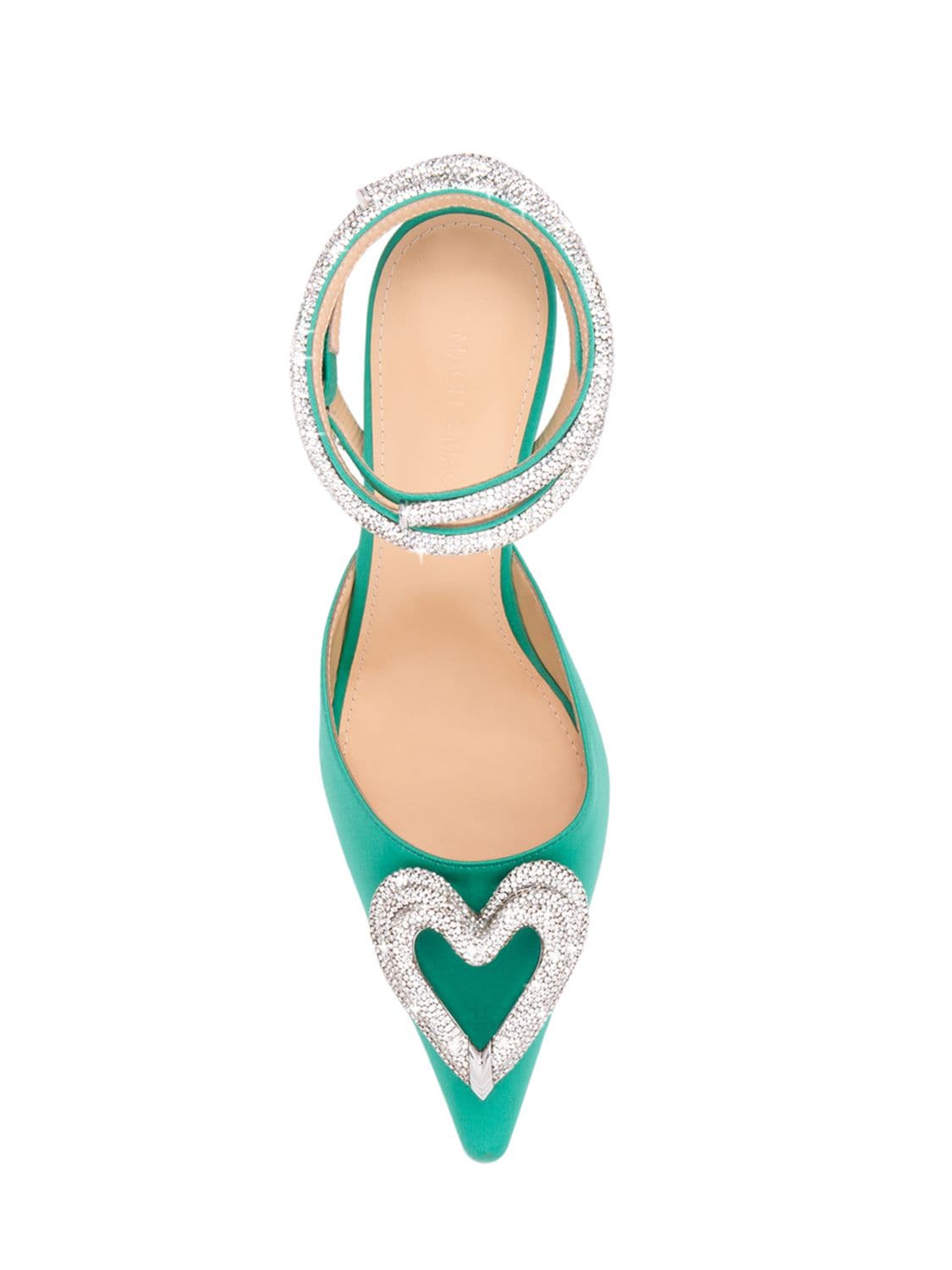 Shop Mach & Mach 65mm Triple Heart Satin Pumps In Light Green