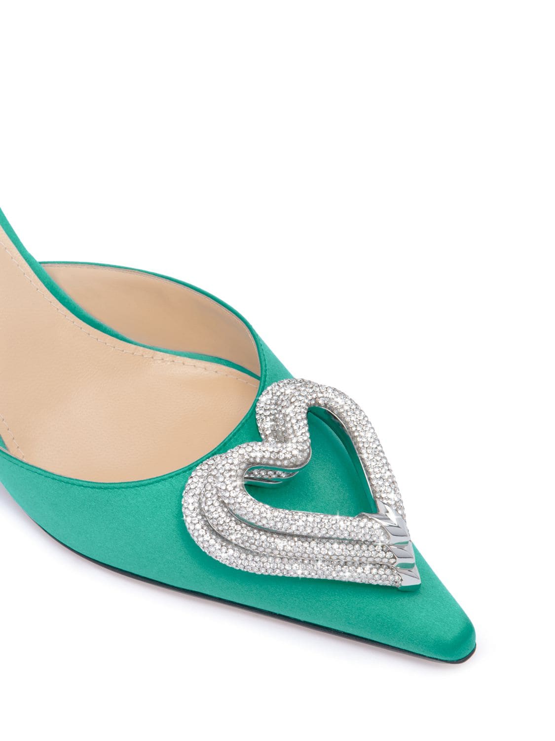 Shop Mach & Mach 65mm Triple Heart Satin Pumps In Light Green