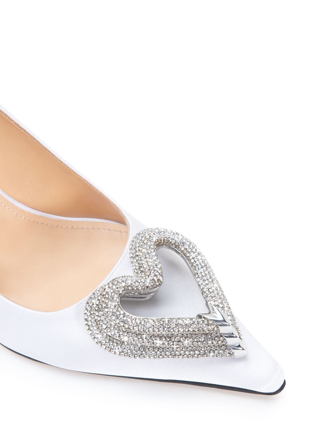 Shop Mach & Mach 110mm Triple Heart Satin Pumps In White