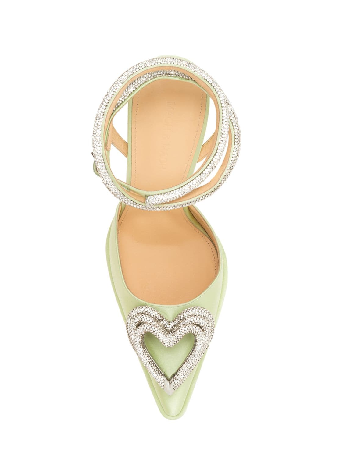 Shop Mach & Mach 140mm Triple Heart Satin Platforms In Pistachio