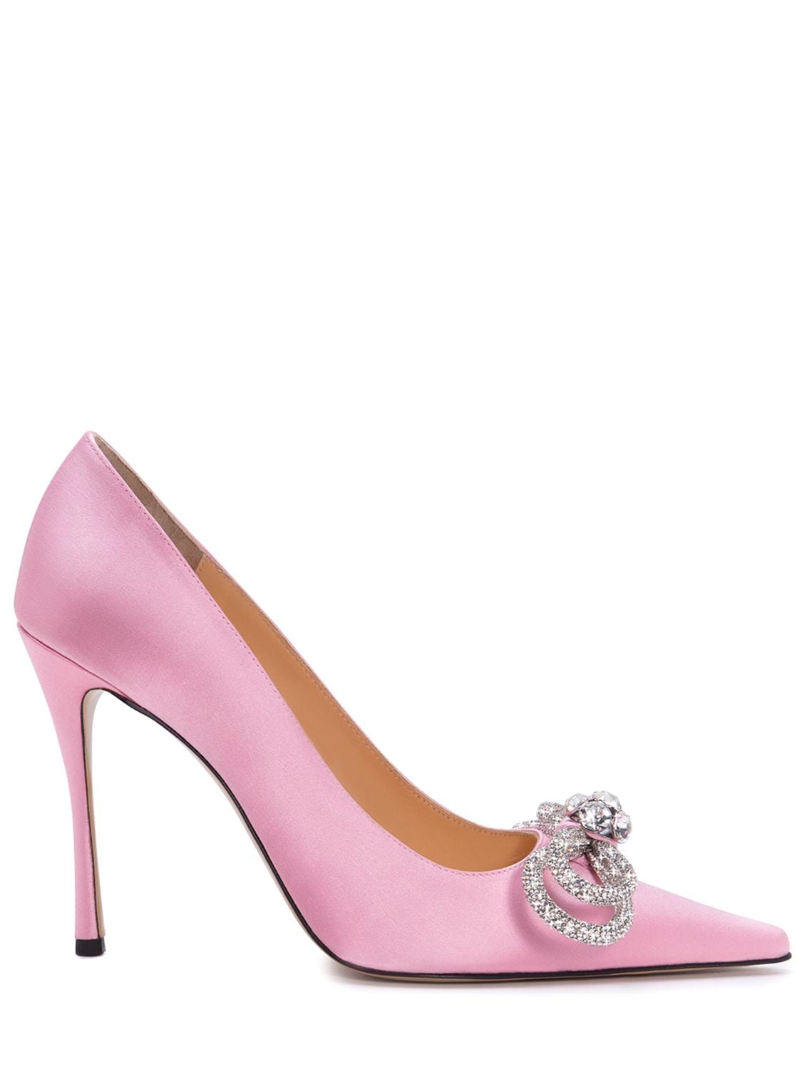 Mach & Mach 110mm Double Bow Satin Pumps In Pink