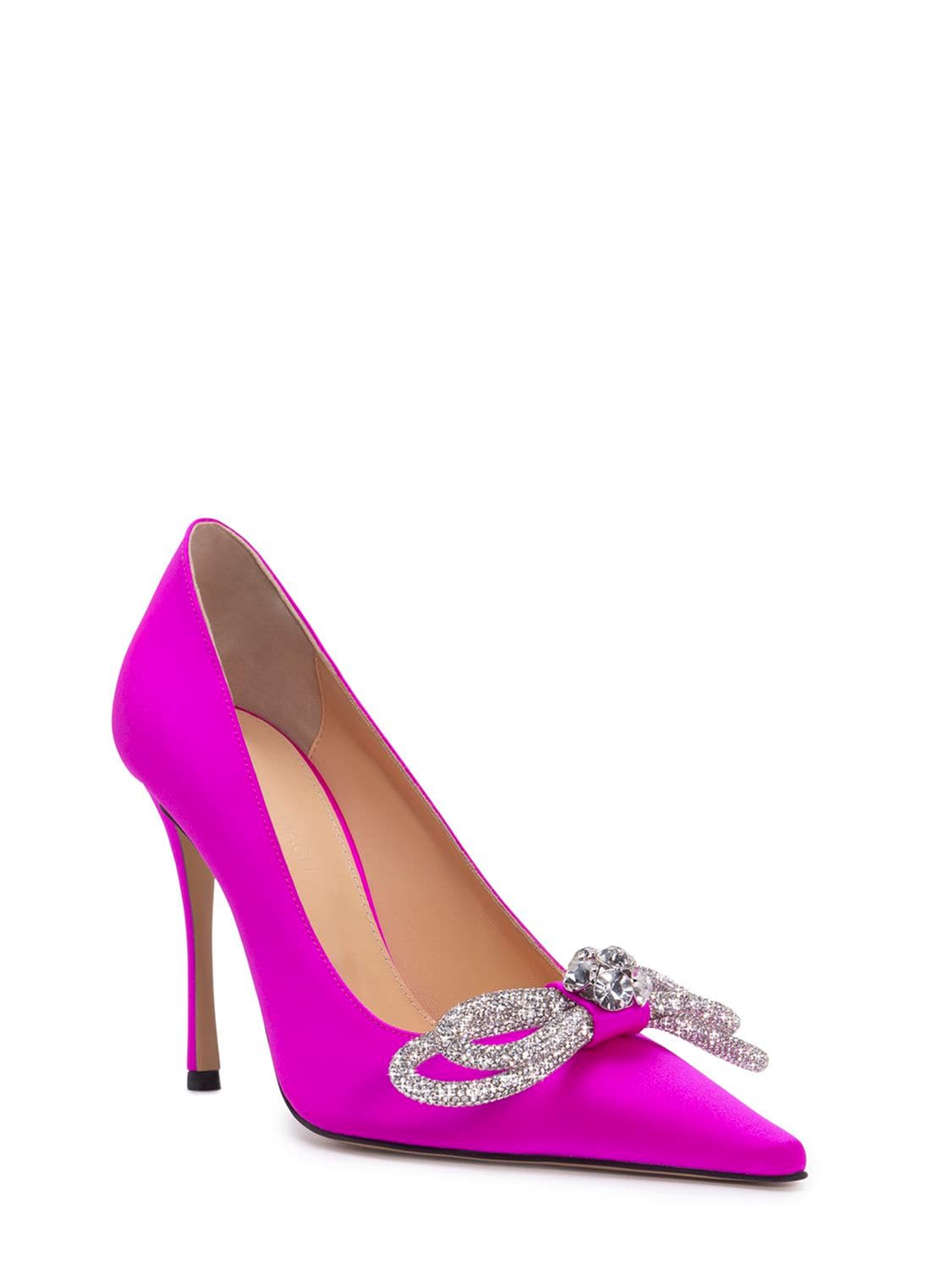 Shop Mach & Mach 110mm Double Bow Satin Pumps In Fuchsia