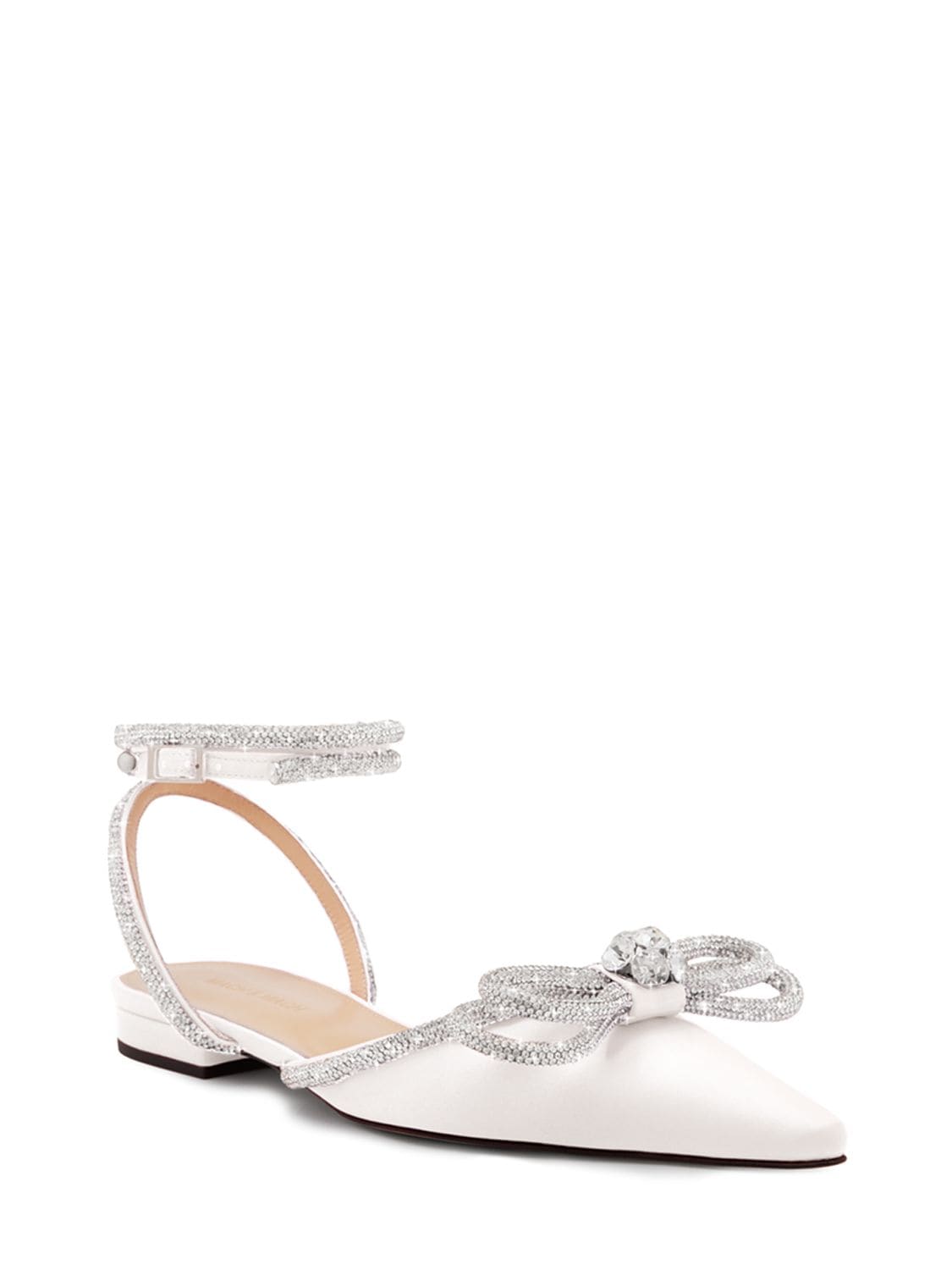 Shop Mach & Mach 10mm Double Bow Satin Flats In White
