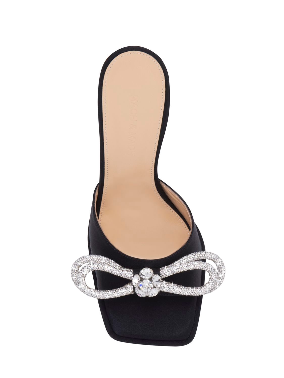 Shop Mach & Mach 140mm Double Bow Satin Mules In Black