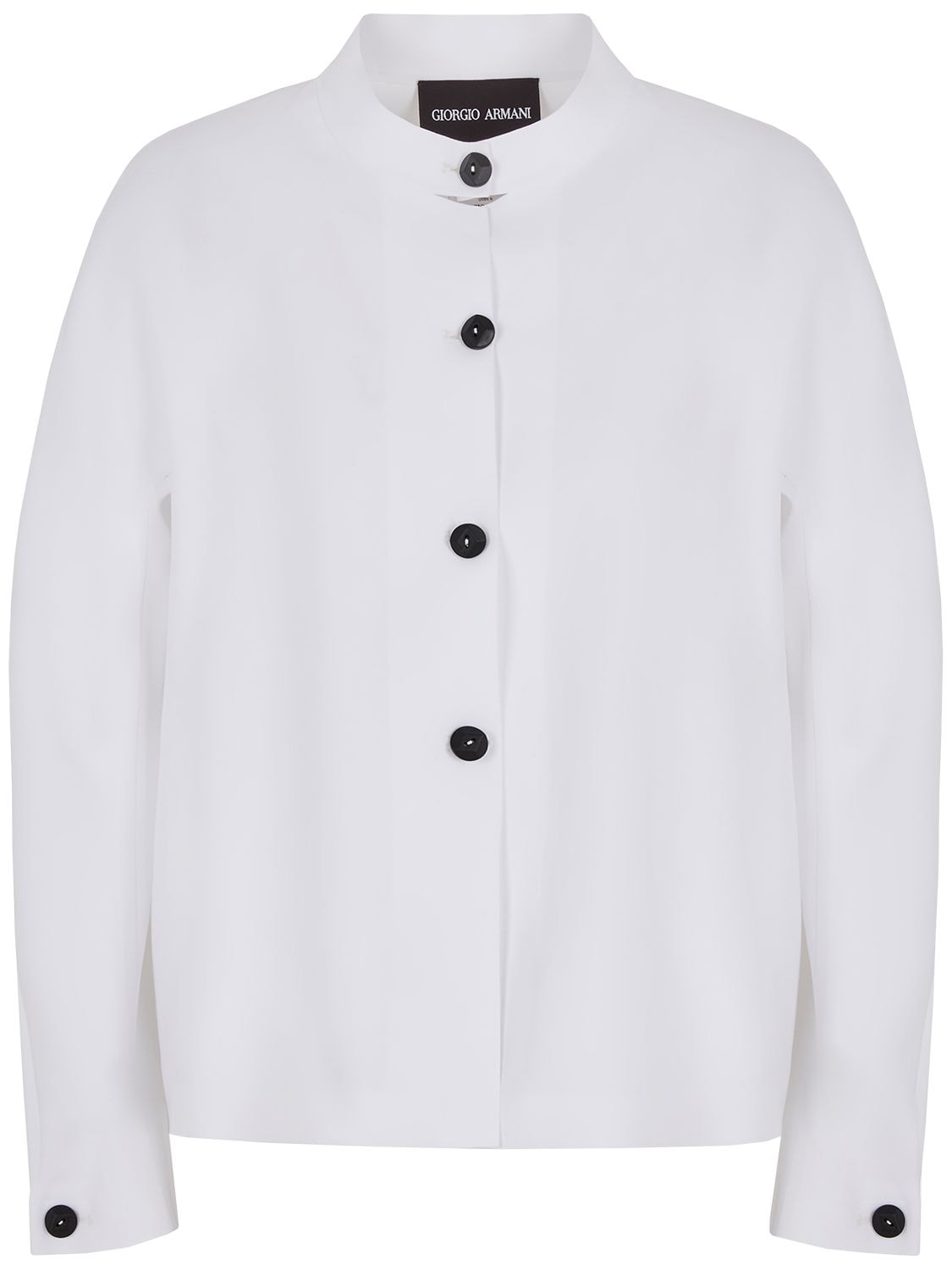 Giorgio Armani Silk Shirt Jacket With Contrast Buttons In White