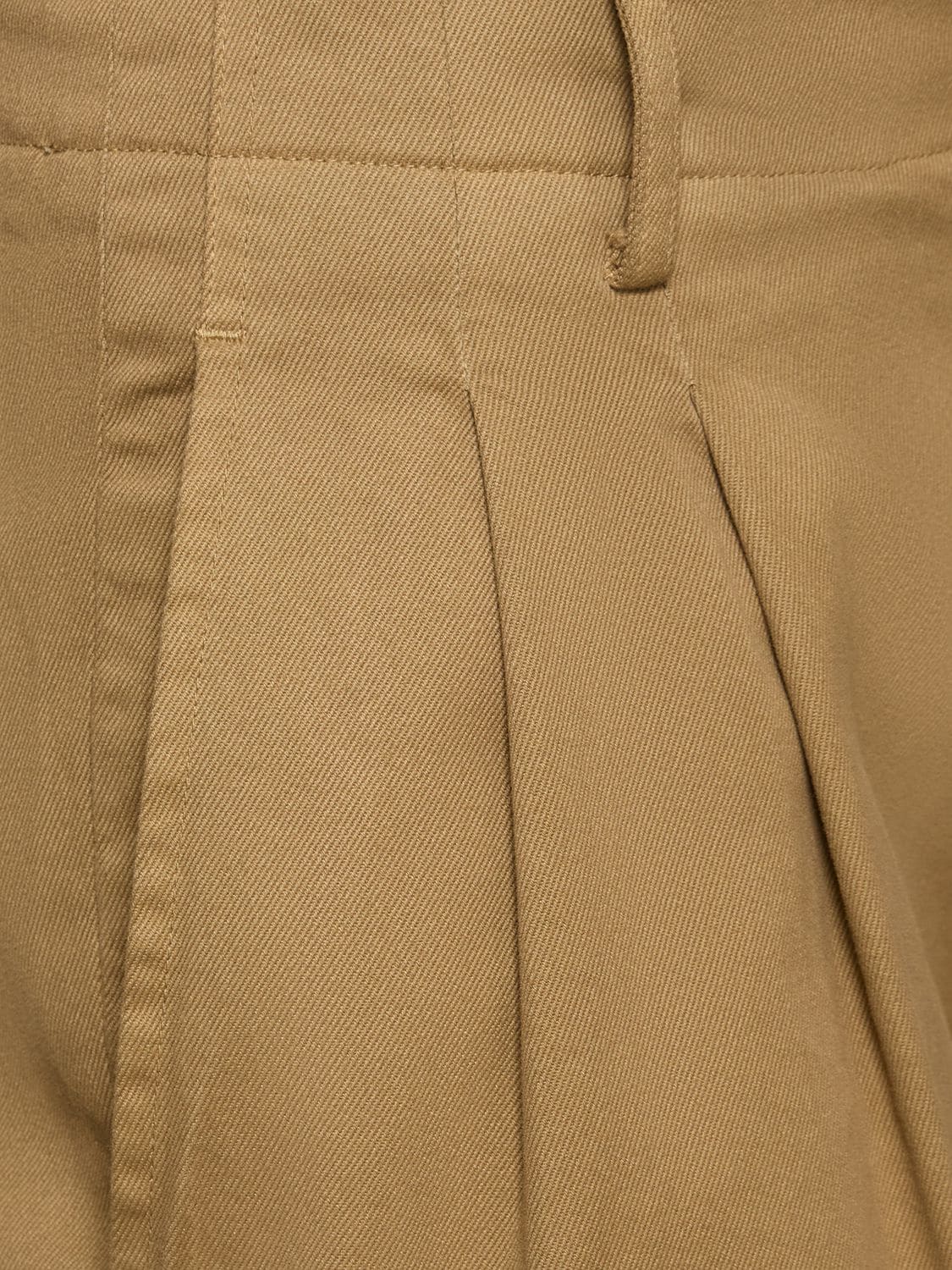 Shop Aspesi Cotton Gabardine Highrise Straight Pants In Dark Beige