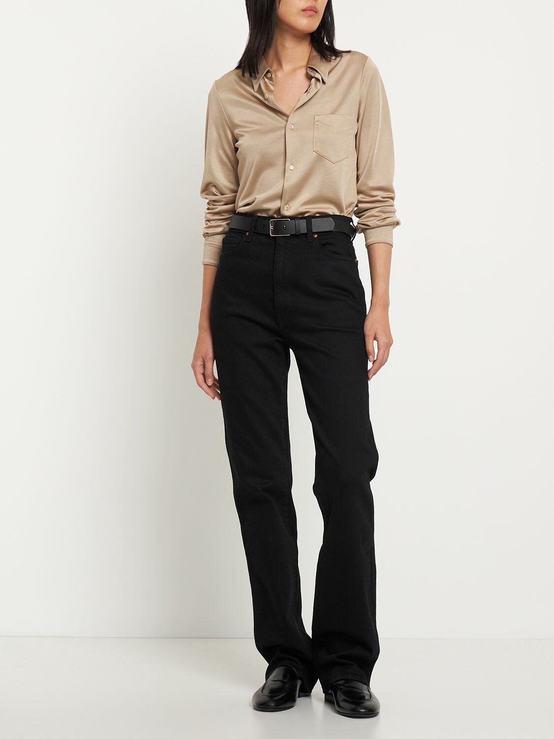 ASPESI STRETCH SATIN SHIRT W/ POCKET 