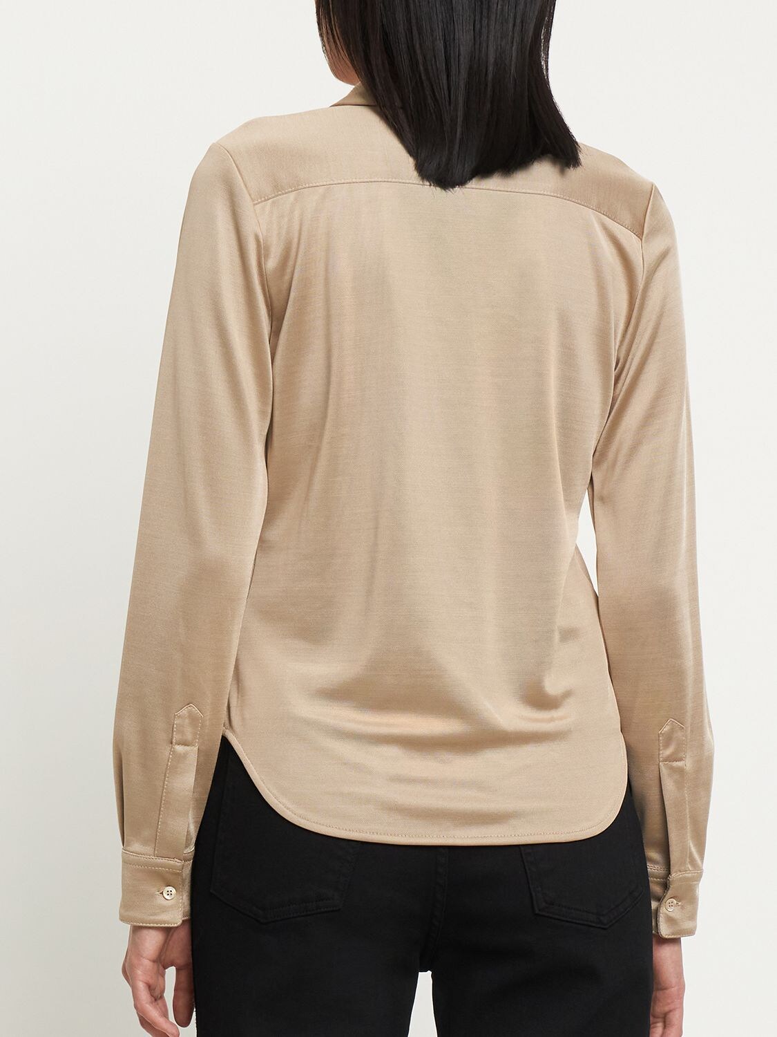 ASPESI STRETCH SATIN SHIRT W/ POCKET 