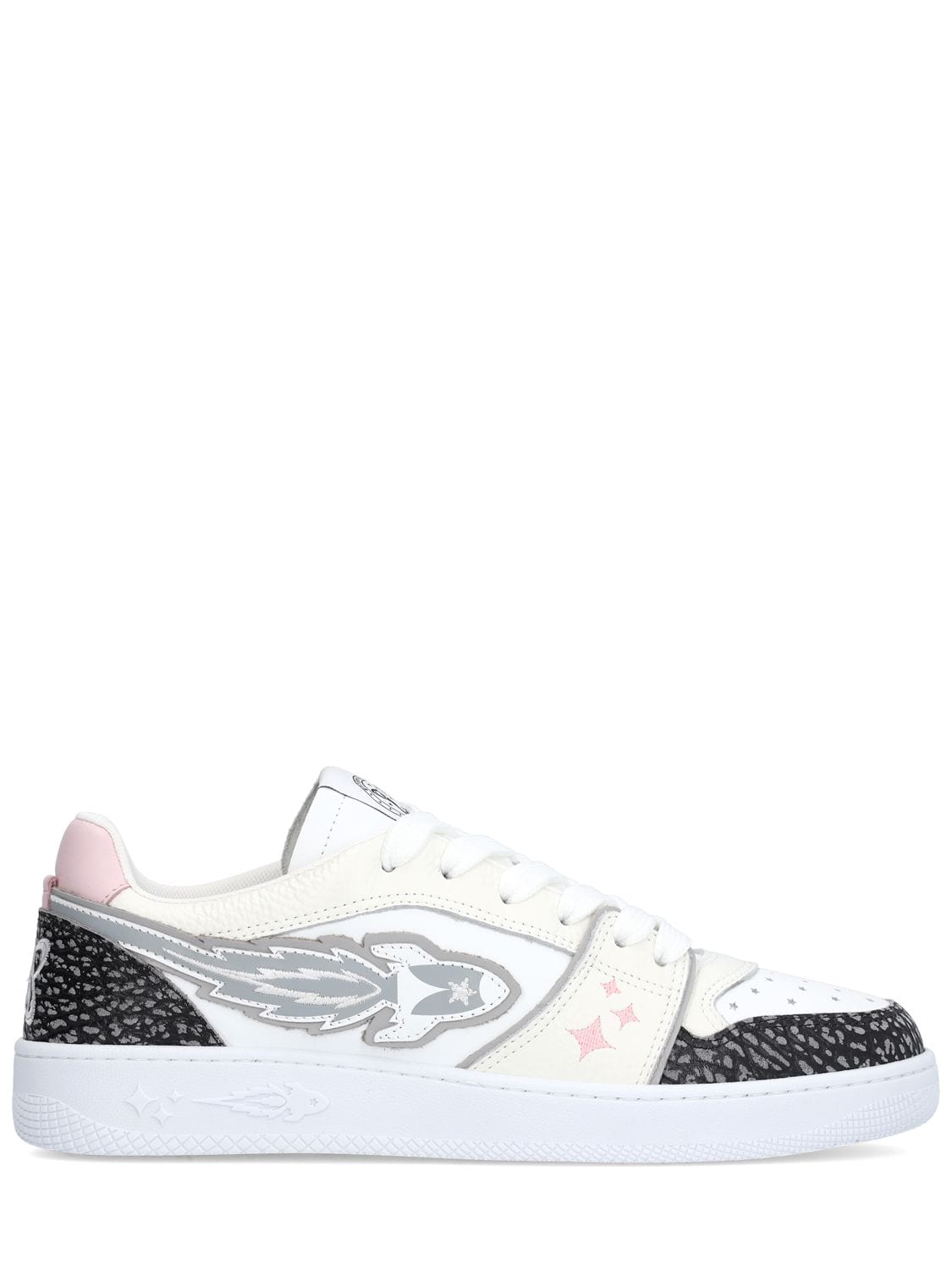 Enterprise Japan Low Logo Sneakers In White,grey,pink