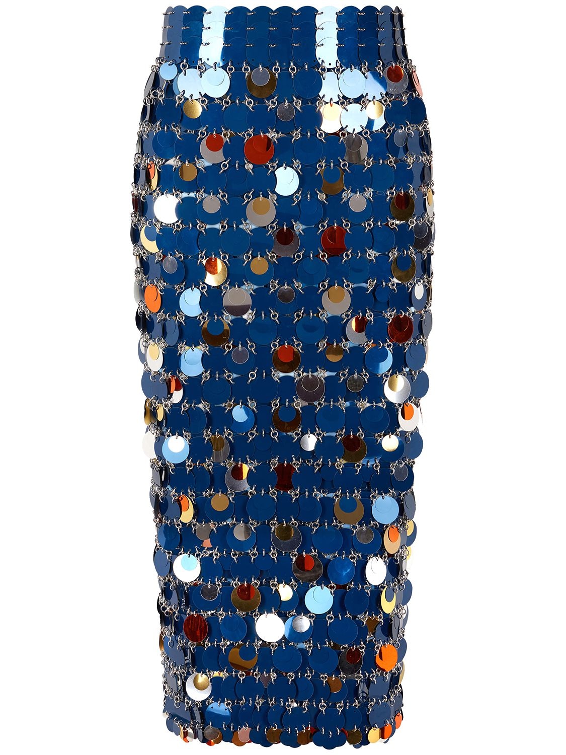 Shop Paco Rabanne Sequined Midi Skirt In Navy