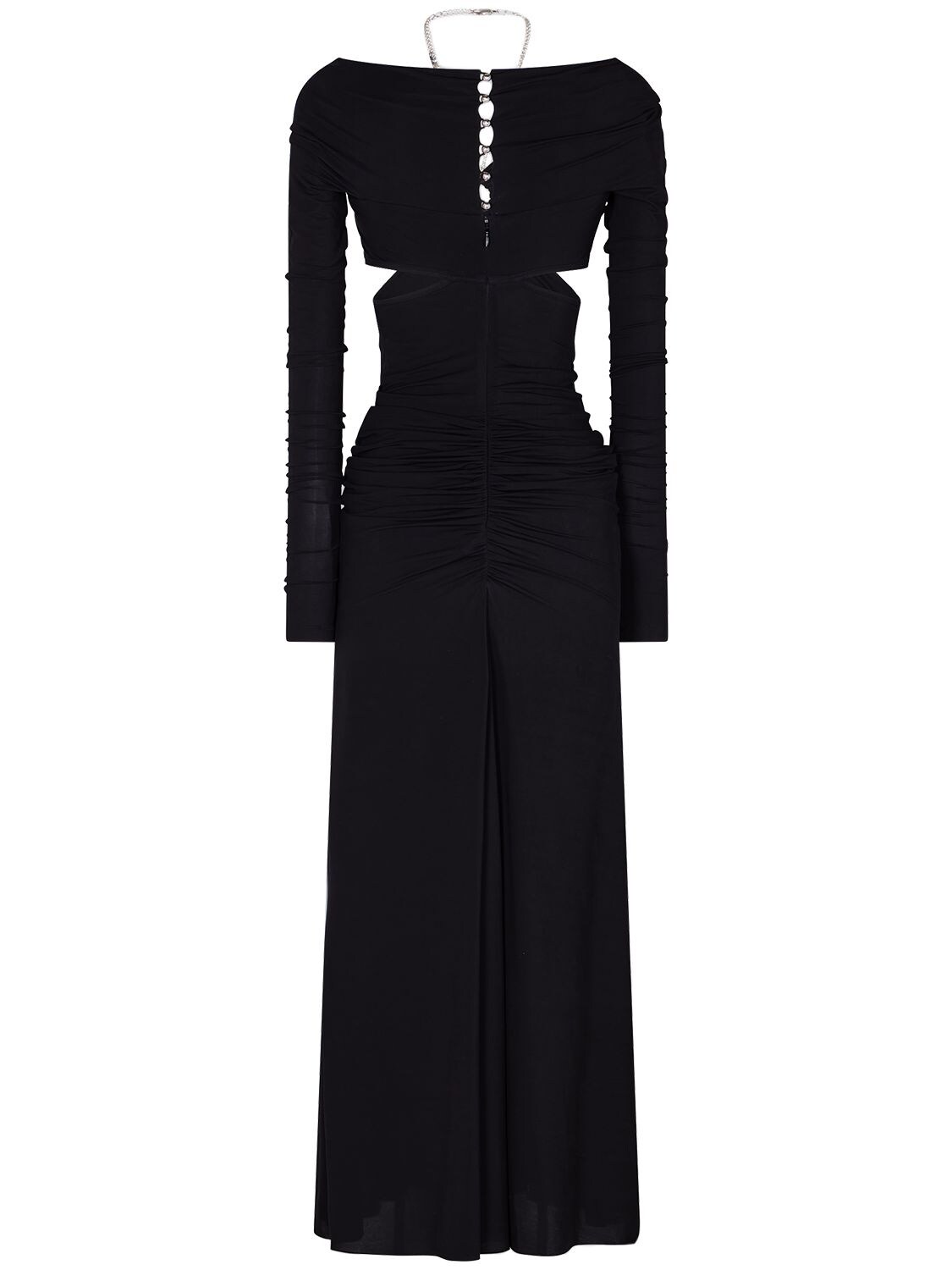 Shop Rabanne Jersey Cutout Halter Neck Long Dress In Black