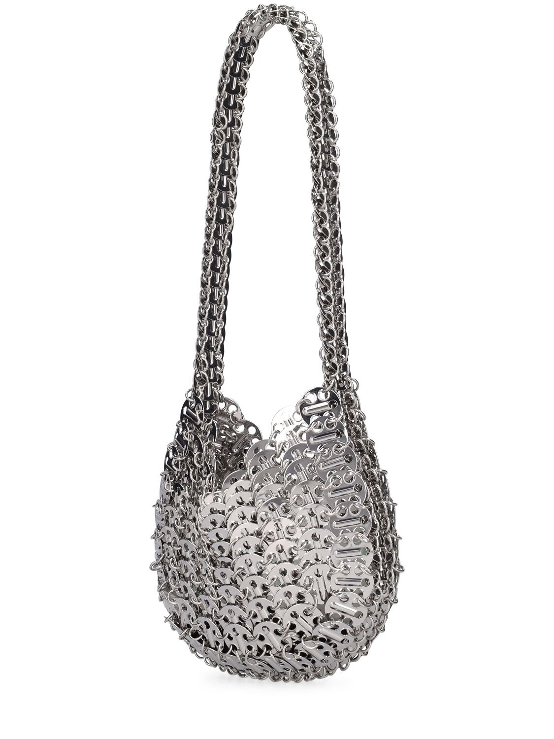 Shop Rabanne Small 1969 Moon Top Handle Bag In Silver