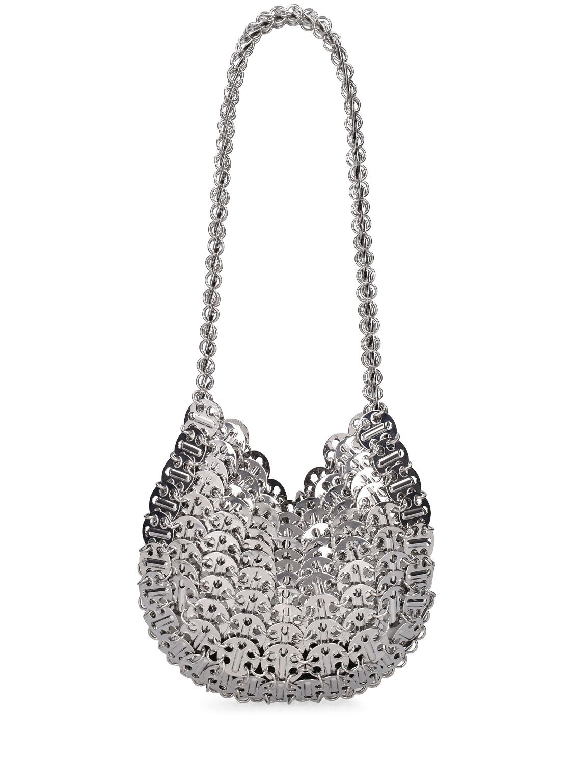 Shop Rabanne Small 1969 Moon Top Handle Bag In Silver