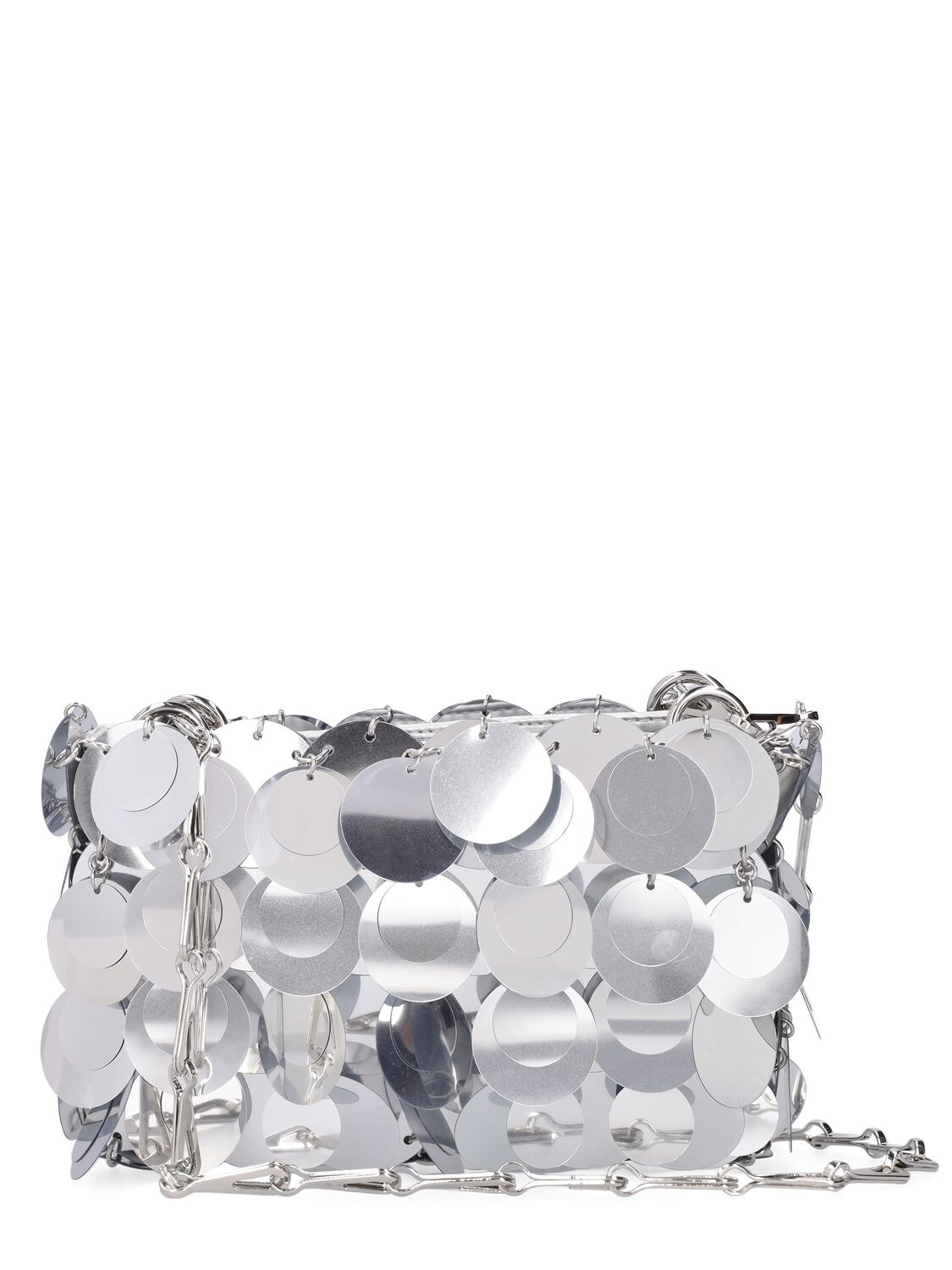 Shop Rabanne Nano Sparkle Shoulder Bag In Silver
