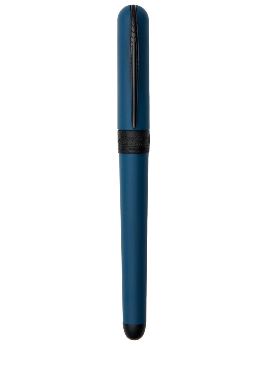 Pineider Matte Black Rollerball Pen In Blue