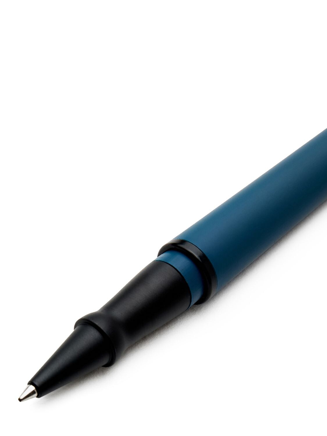 Shop Pineider Matte Black Rollerball Pen In Blue