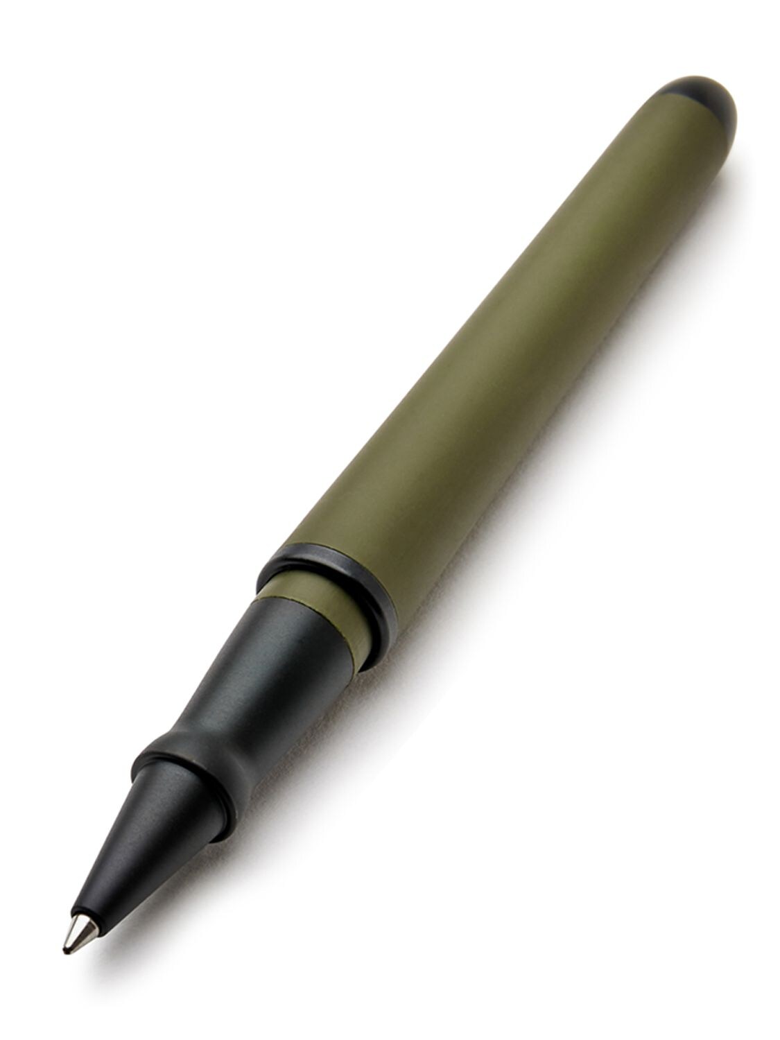 Shop Pineider Matte Black Rollerball Pen In Green