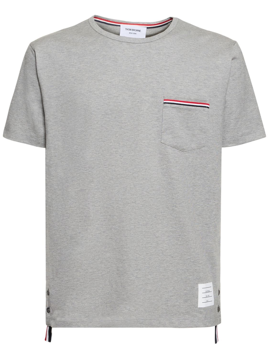 Thom Browne Oversized Tricolour Pocket T-shirt In Light Grey
