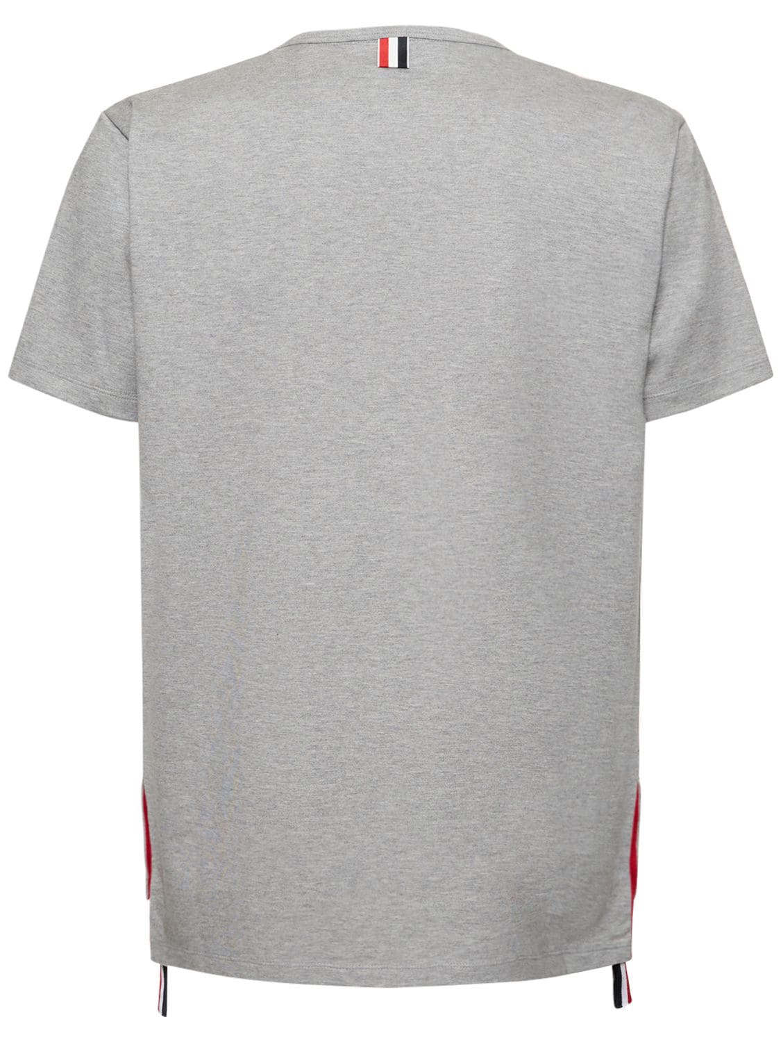 Shop Thom Browne Striped Pocket Cotton T-shirt In Light Grey