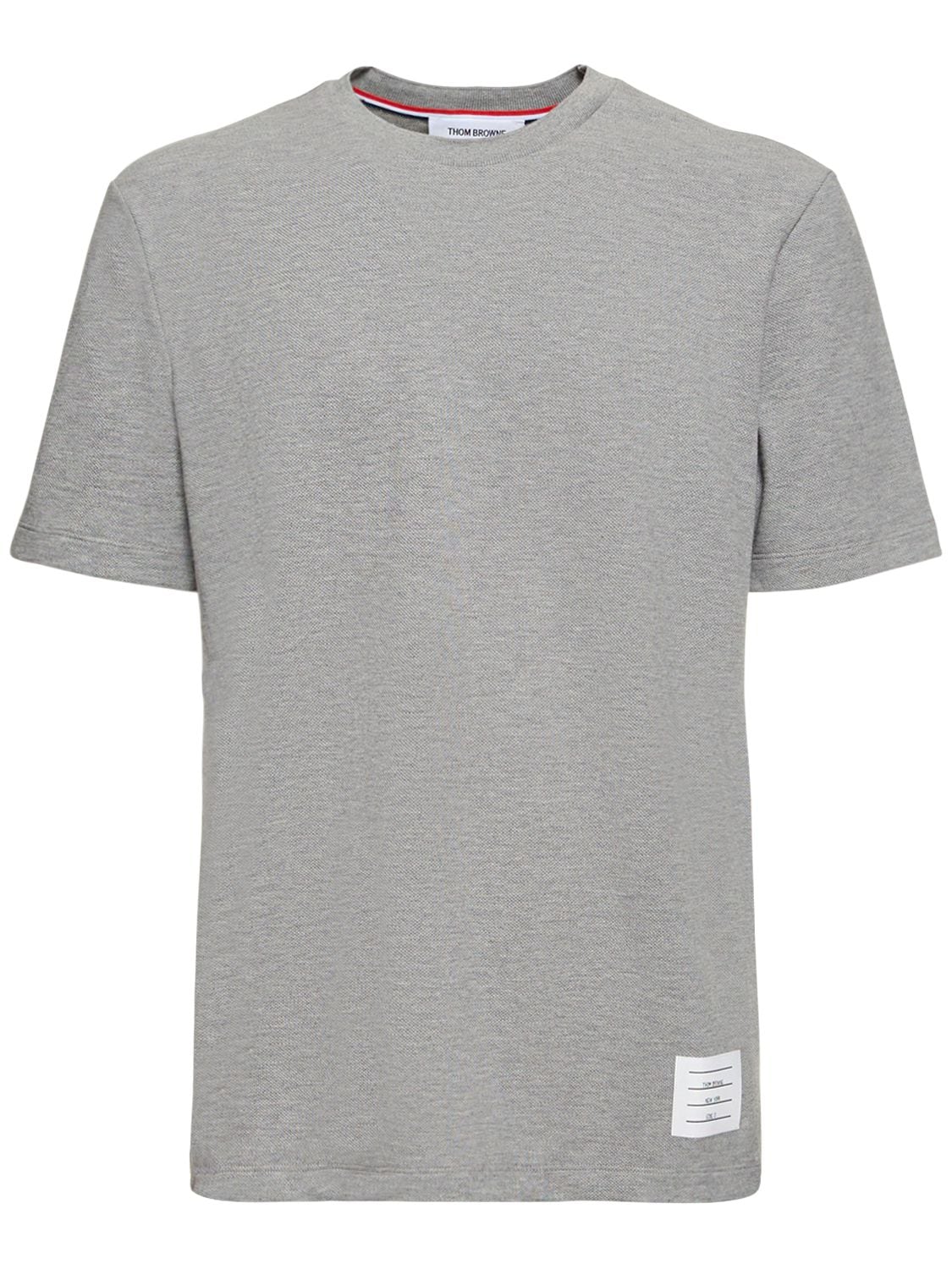 Thom Browne Ribbed Cotton Piqué T-shirt In Light Grey