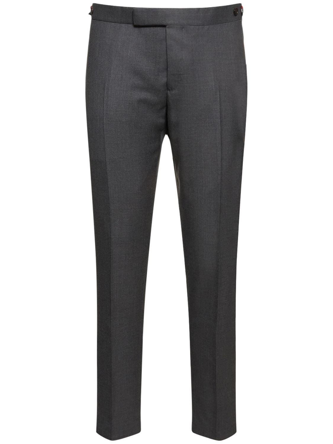 Shop Thom Browne Low Rise Wool Twill Pants In Dark Grey