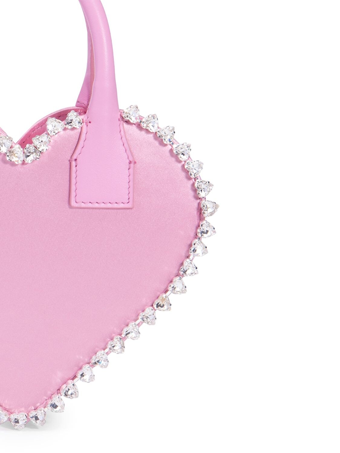 Shop Mach & Mach Small Audrey Heart Satin Top Handle Bag In Pink