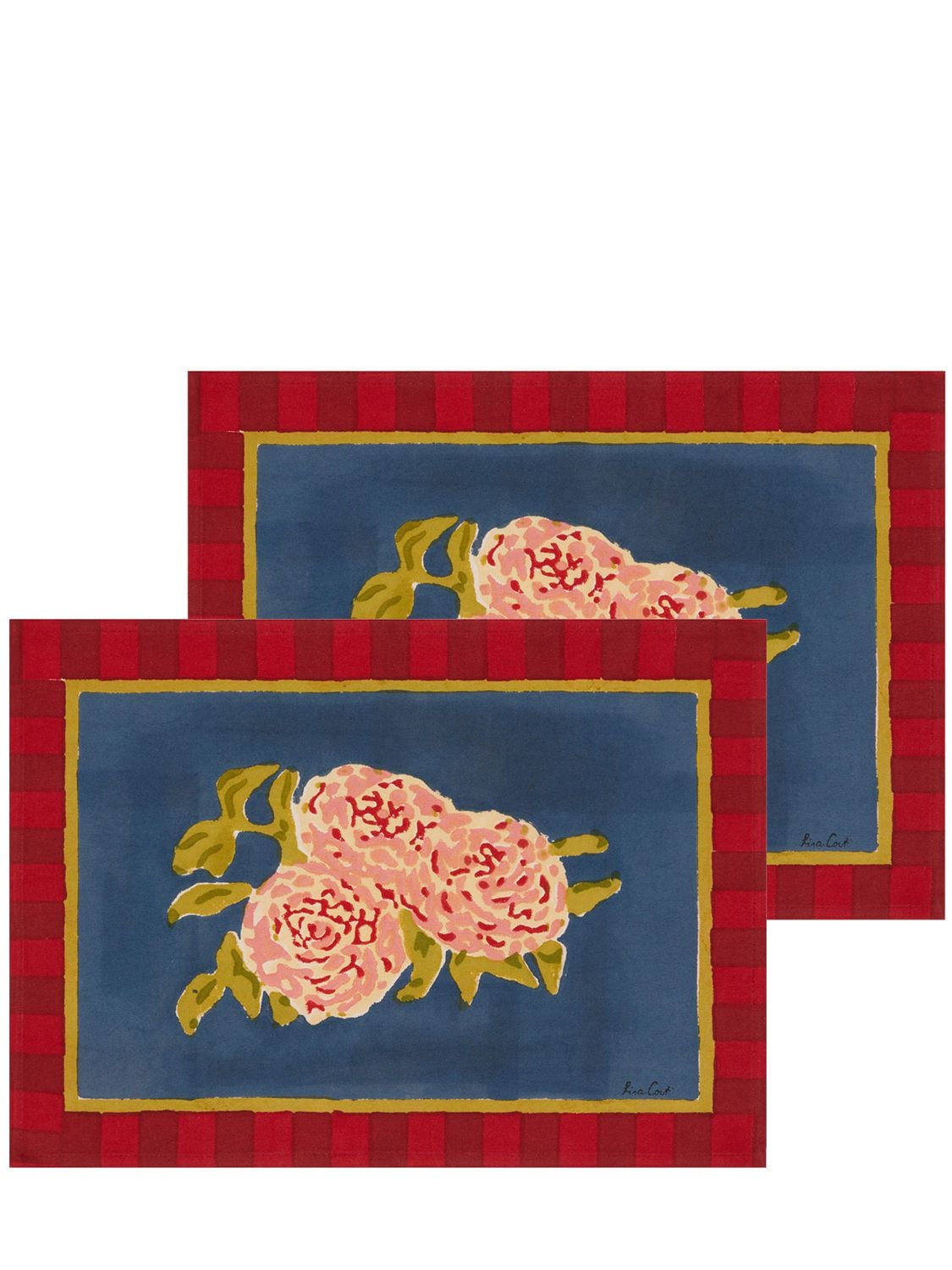 Lisa Corti Set Of 2 Printed Cotton Placemats In Multicolor