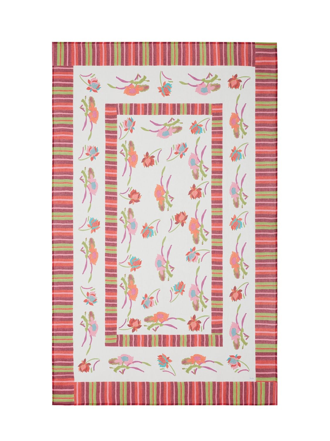 Lisa Corti Japanese Red White Tablecloth In White,pink