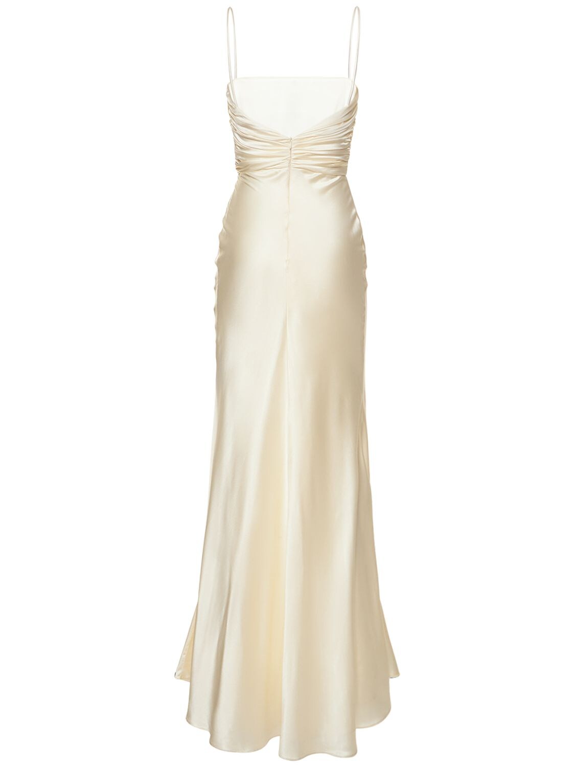 Shop Mach & Mach Stretch Silk Draped Maxi Dress In White