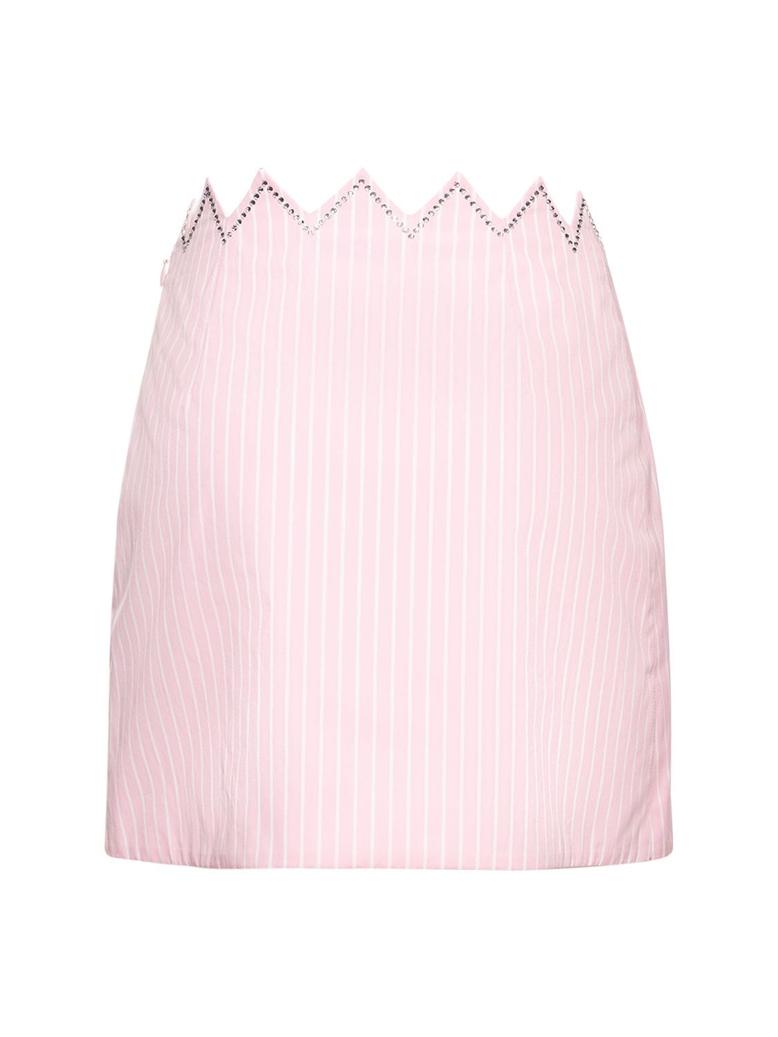 Shop Mach & Mach Embellished Striped Cotton Mini Skirt In Pink