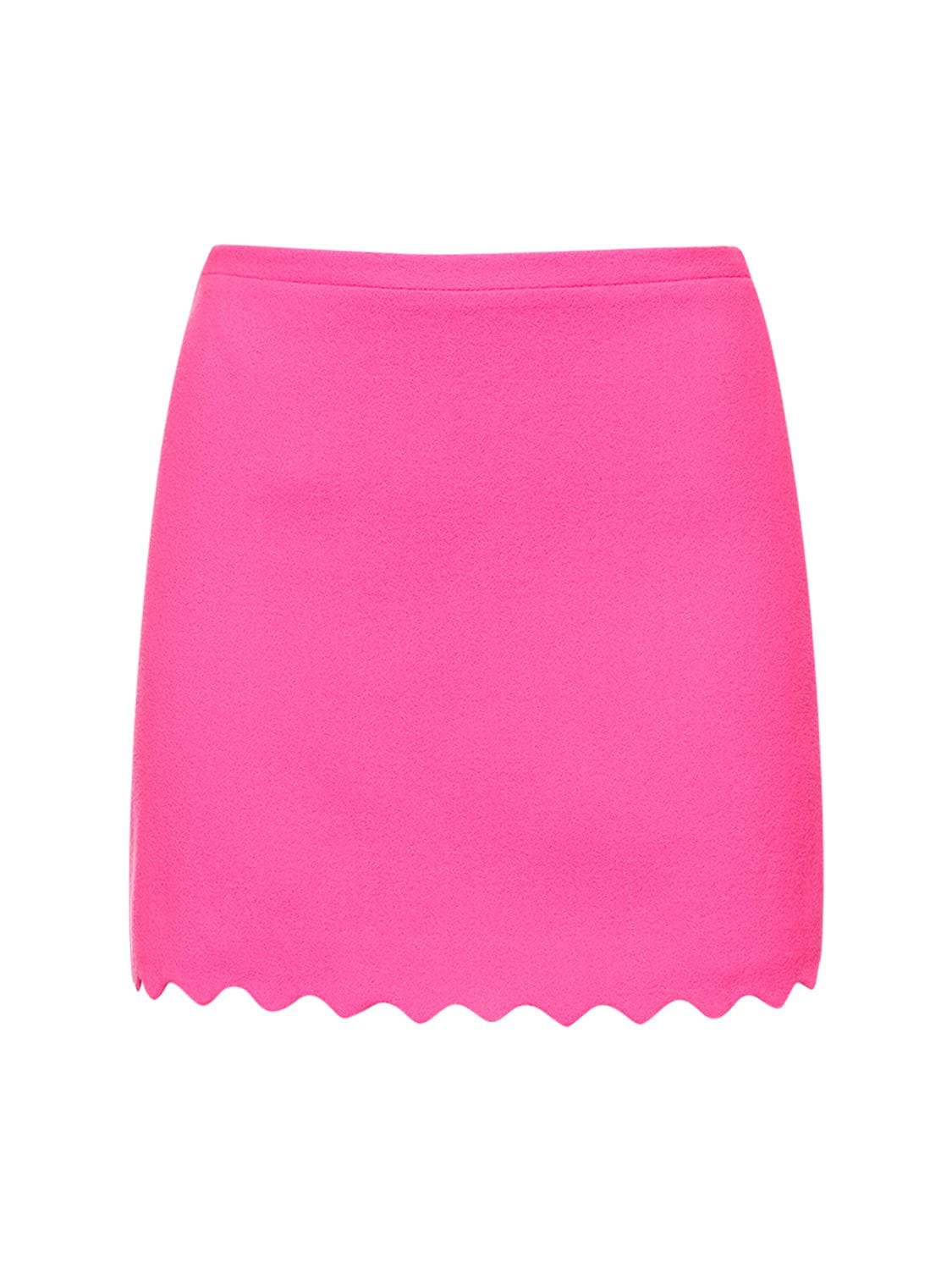 Image of Wavy Trimmed Wool Mini Skirt