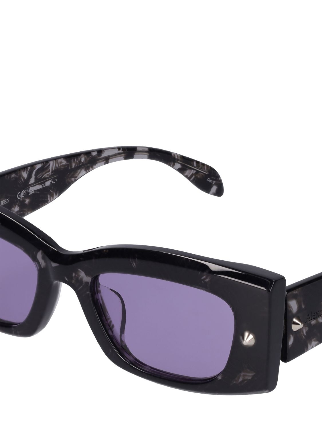 Shop Alexander Mcqueen Am0426s Acetate Sunglasses In Havana,violet