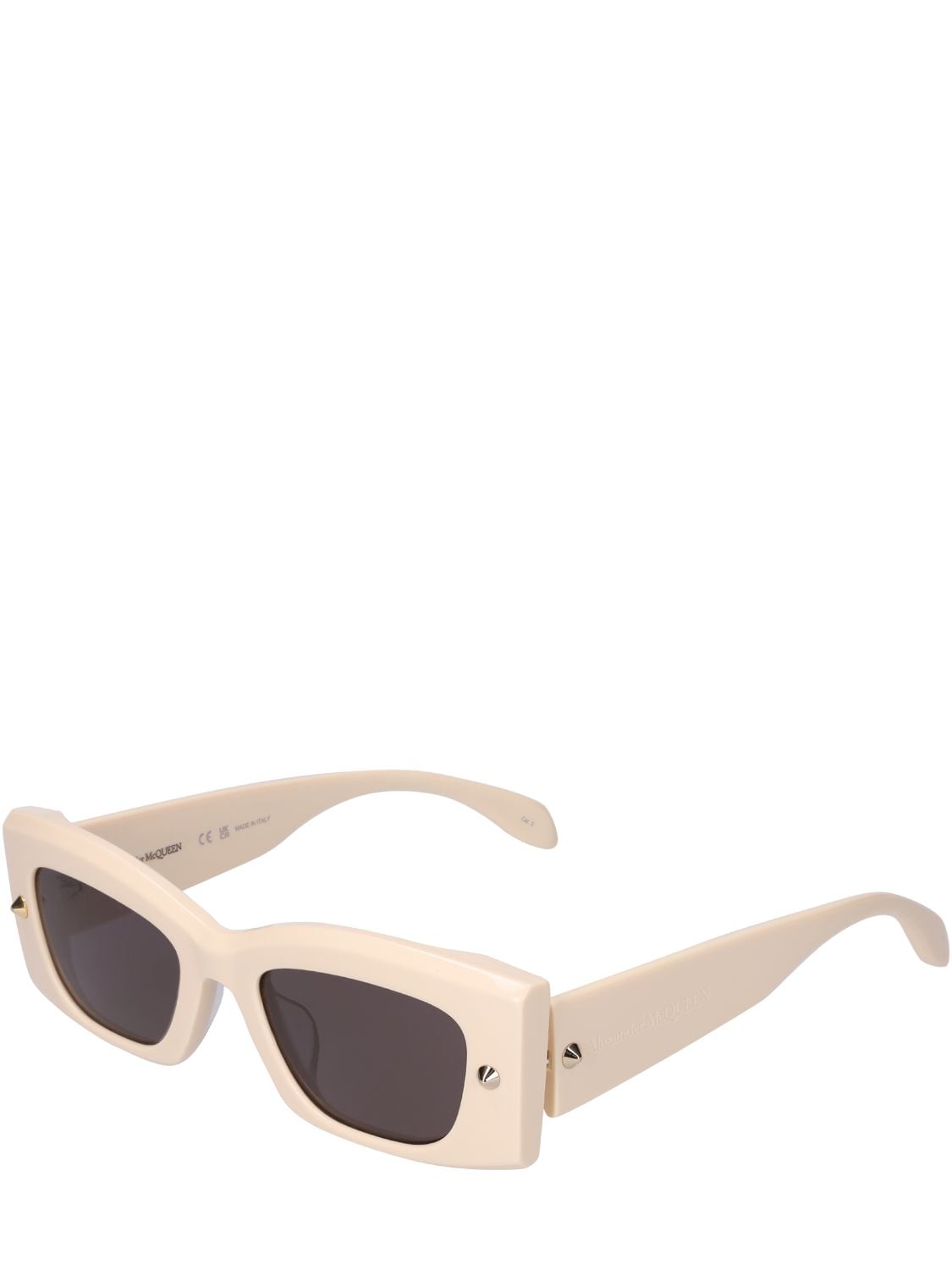 Shop Alexander Mcqueen Am0426s Acetate Sunglasses In Ivory