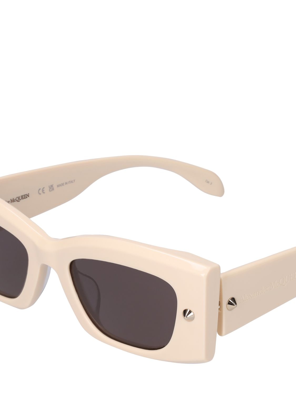 Shop Alexander Mcqueen Am0426s Acetate Sunglasses In Ivory