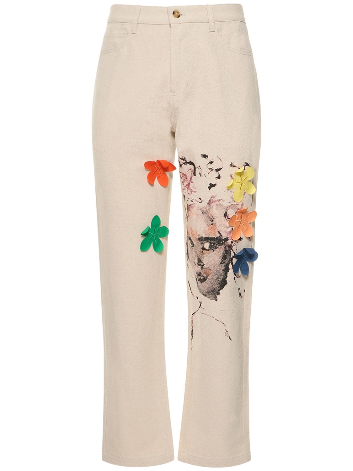 KIDSUPER STUDIOS Face Painted Cotton & Linen Twill Pants