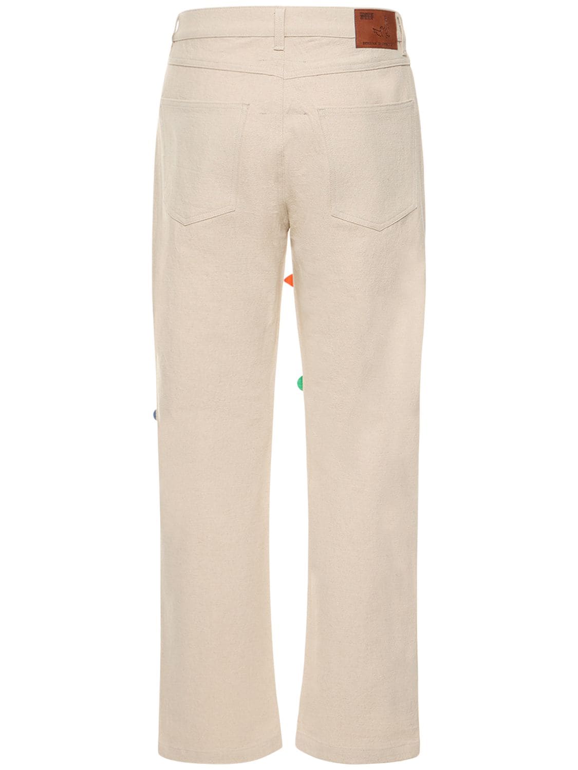 Shop Kidsuper Face Painted Cotton & Linen Twill Pants In Beige