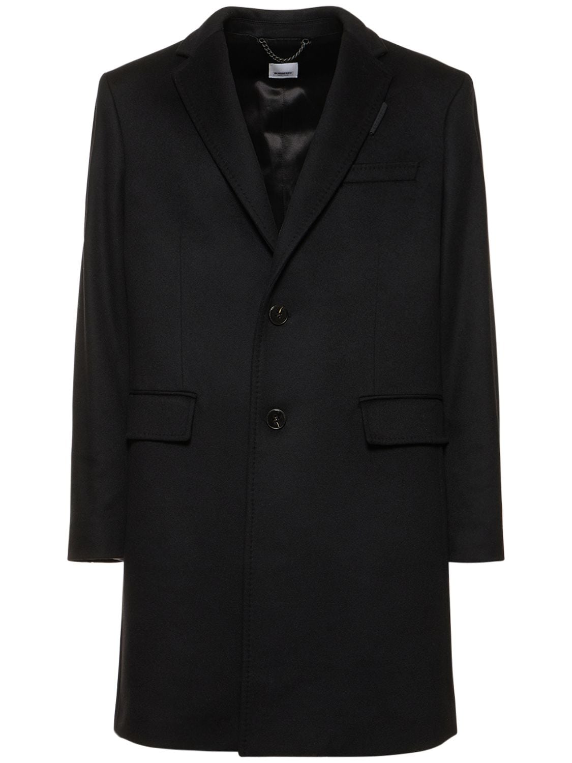 Burberry Callen Mid Length Wool Blend Coat In Black